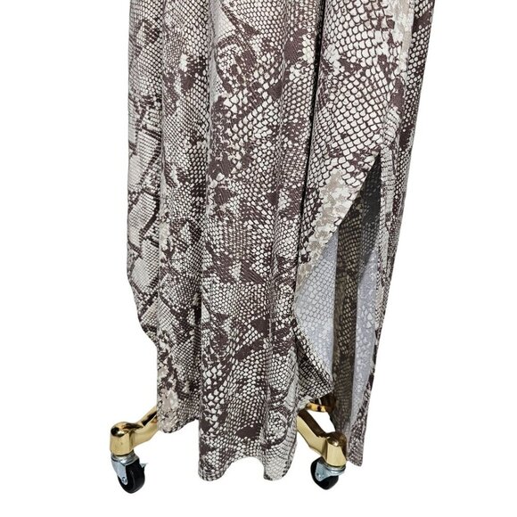 LulaRoe Macy Back V-Neck Maxi Dress Snake Animal Print Side Slit Tan Womens 2XL - Picture 4 of 10